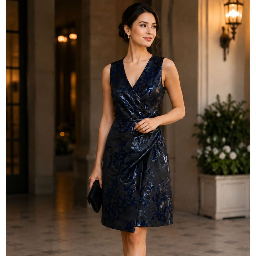 Carolina Herrera Floral Jacquard Cocktail Dress – Size 10